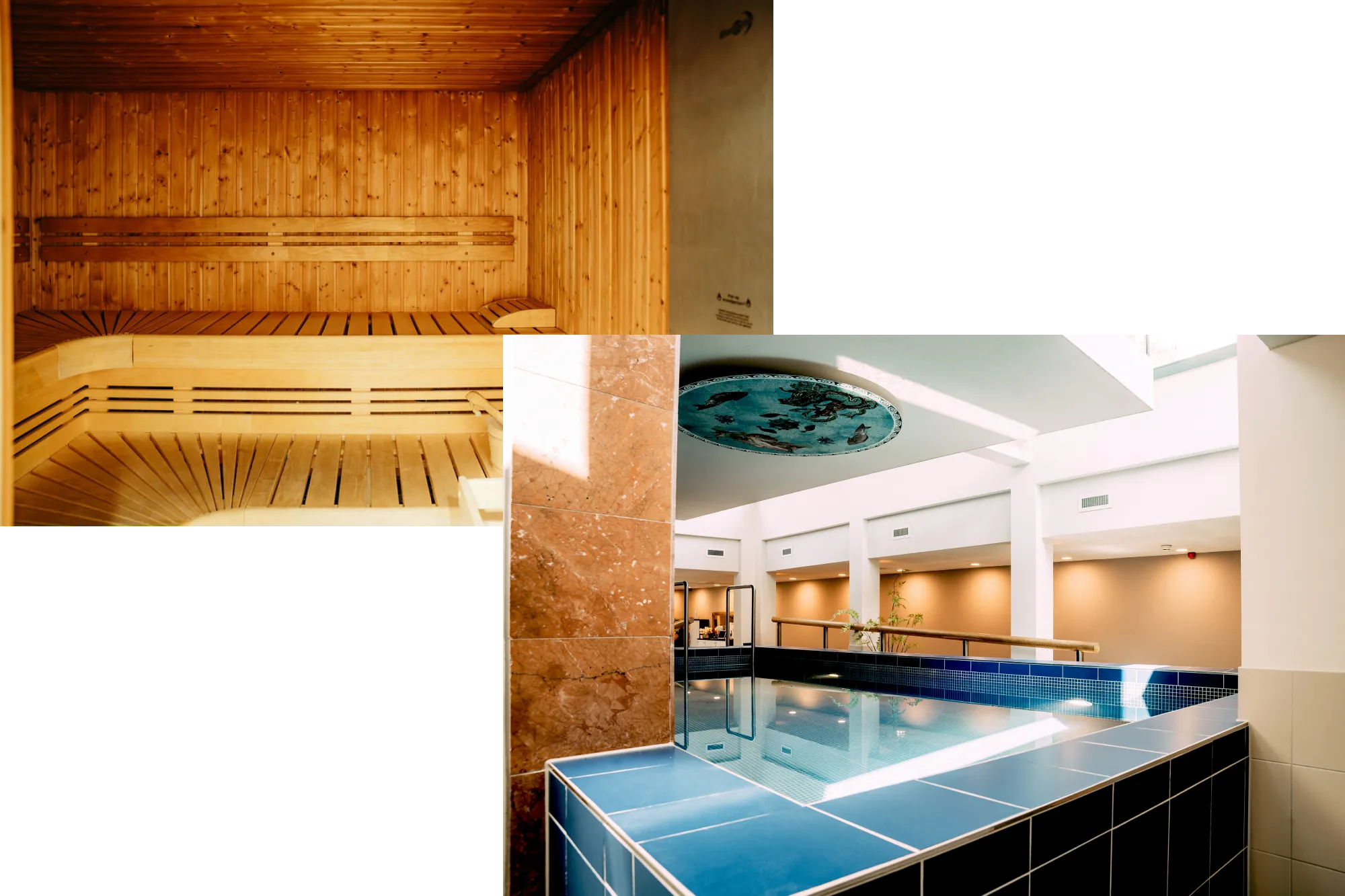 Relaxing spa and wellness area with sauna, steam bath, and jet stream bath at Grand Hotel Karel V in Utrecht